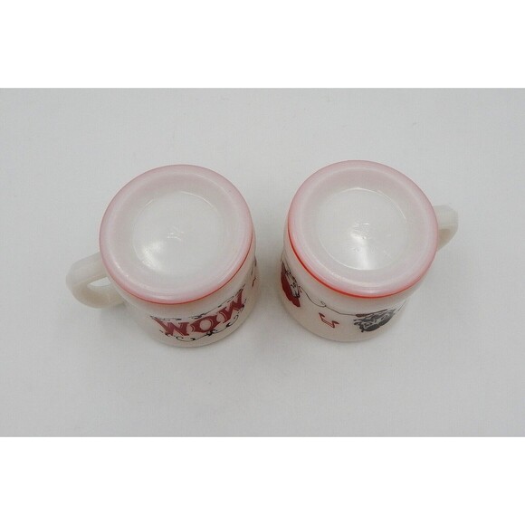 Hazel Atlas Mom Dad Coffee Tea Mugs 8 Oz Milk Glass Singing Couple Pair - Picture 6 of 7